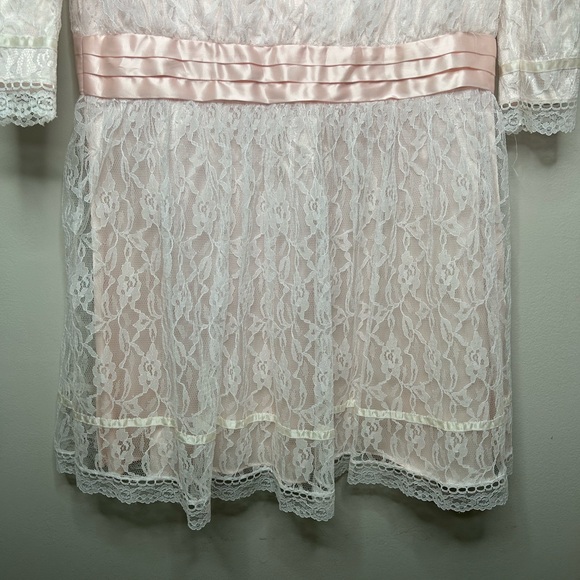 Vintage Gunne Sax x Jessica McClintock Drop Waist 80’s Lace Long Sleeve Dress 10 - Picture 7 of 13